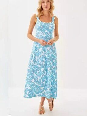 Lilly Pulitzer Dwyer Midi Dress Women's XS Jacaranda Blue Simply The Zest NWT